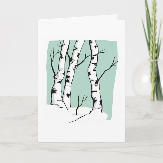 Carte de voeux blanche Snowy Colorado Aspens (Devant)