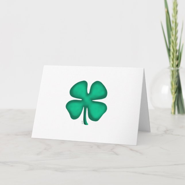 Carte de vœux blanche Trèfle irlandais à 4 feuille (Devant)
