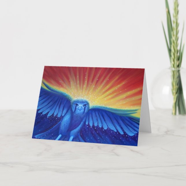 Carte de voeux Blank Art, faucon d'art original (Devant)