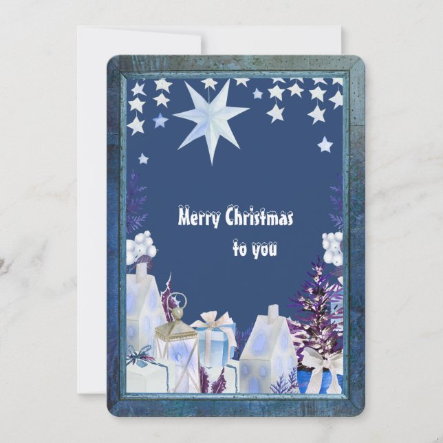 carte de voeux bleu blanc hiver (Devant)