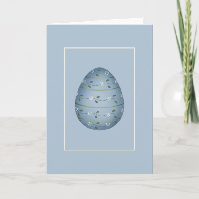 Carte de voeux bleu décoré Oeuf de Pâques d3 (Devant)