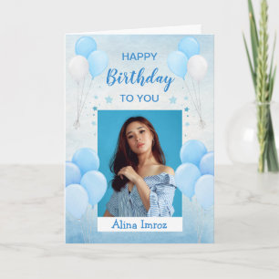 Carte de voeux Bleu Élégant Joyeux Anniversaire