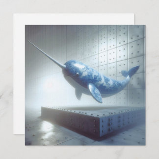 Carte de voeux bleu Porcelain Narwhal