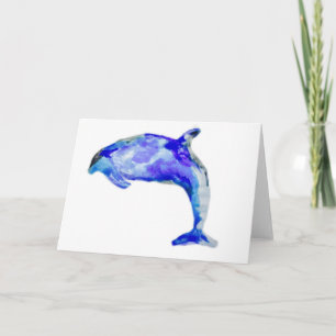 Carte de voeux bleue de dauphin