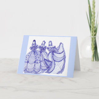 Carte de voeux bleue de femmes de la Chine de