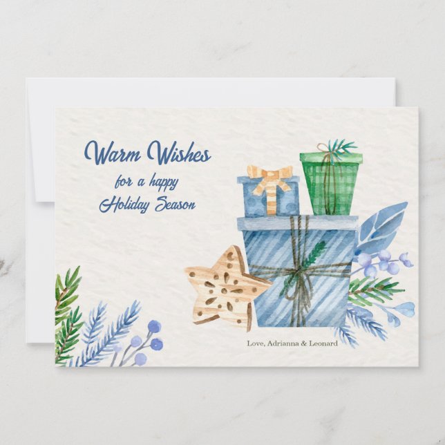 Carte de vœux bleue de la période des fêtes (Devant)