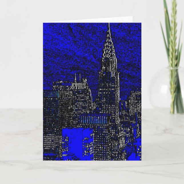 Carte de voeux bleue de New York City d'art de (Devant)