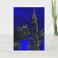 Carte de voeux bleue de New York City d'art de