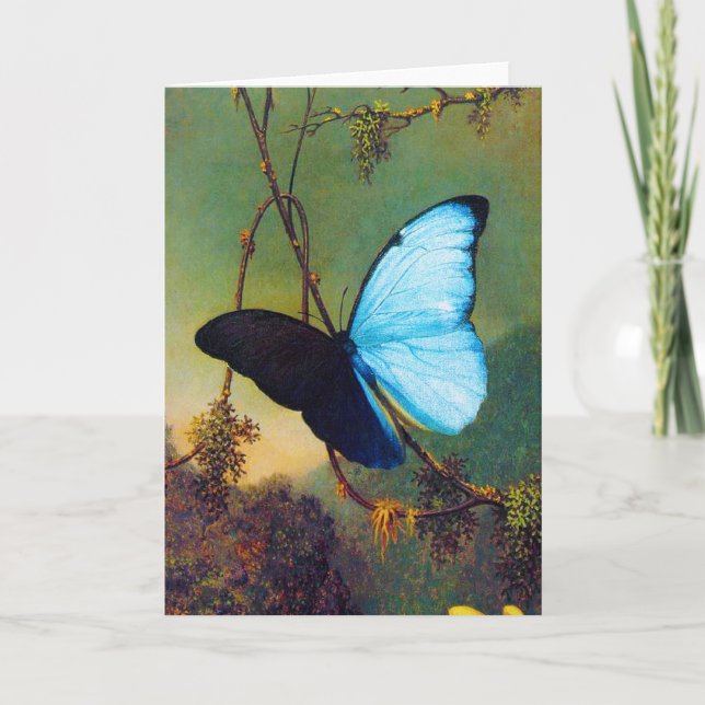 Carte de voeux bleue de papillon de Morpho (Devant)