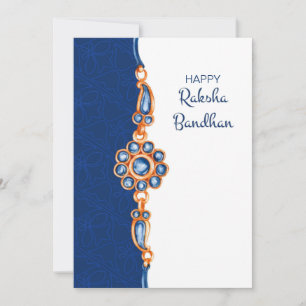 Carte de voeux bleue et blanche de Raksha Bandhan