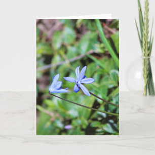 Carte de vœux bleue florale avec poème à l'intérie