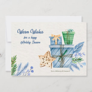 Carte de vœux bleue pour la période des fêtes