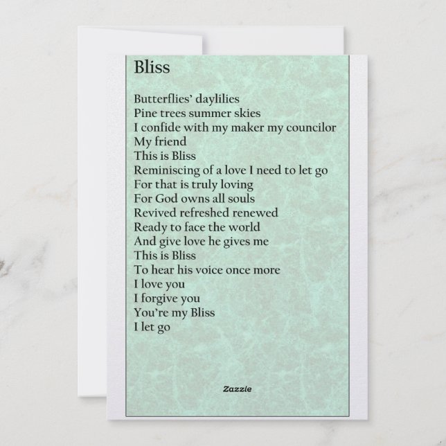 Carte de voeux "Bliss" (Dos)