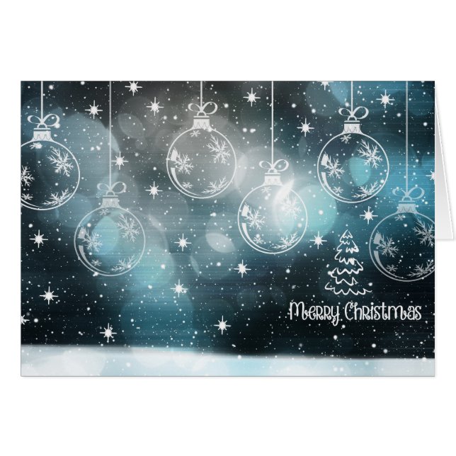 Carte de voeux Blue Black Christmas Ornamentes (Devant horizontal)