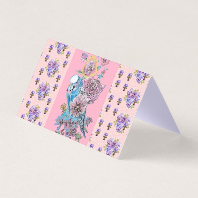Carte de voeux Blue Budgie Bird Rose Rose Rose Lov (Front)