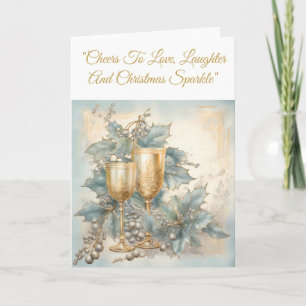 Carte de voeux - Blue & Gold Christmas Elegance Ca