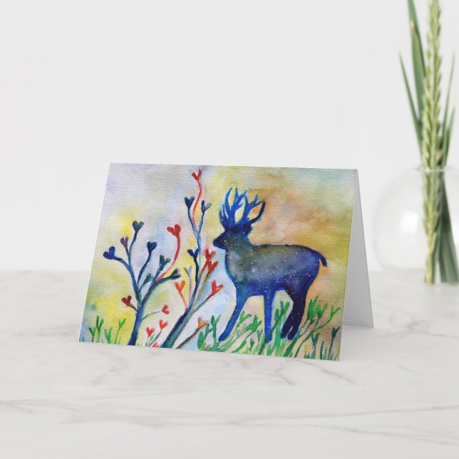 Carte de voeux Blue Magic Reindeer Animal Hearts (Devant)