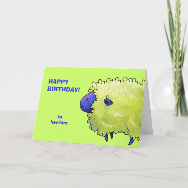 Carte de voeux Blue Sheep (personnalisable) (Devant)