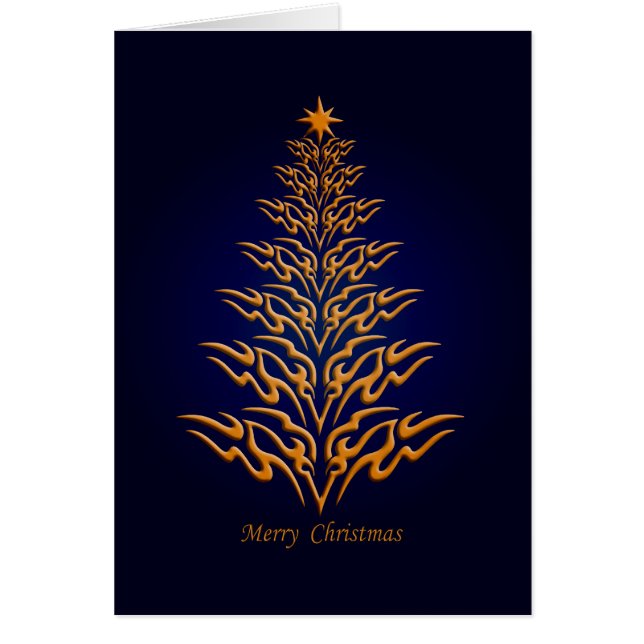 Carte de voeux Blue Stylish Christmas Tree (Devant)