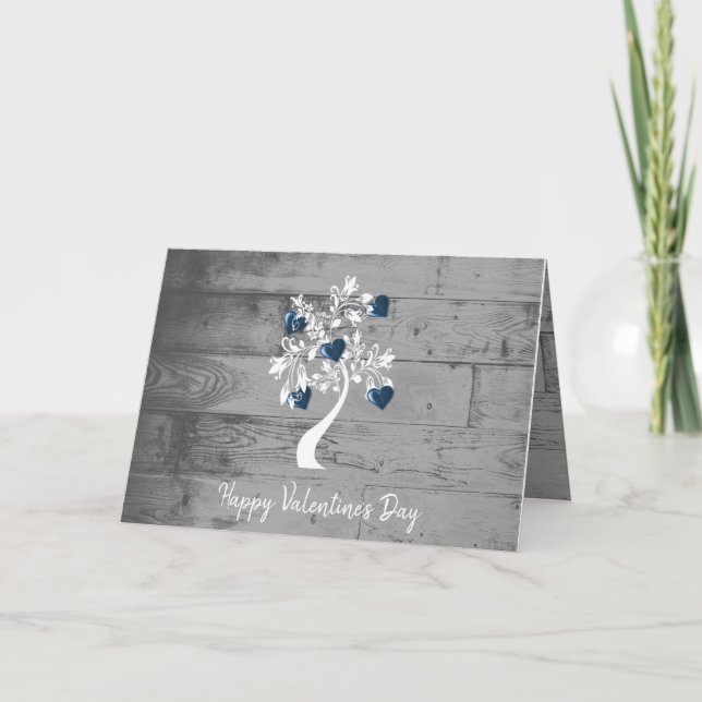 Carte de voeux Blue Valentine Hearts Tree (Devant)