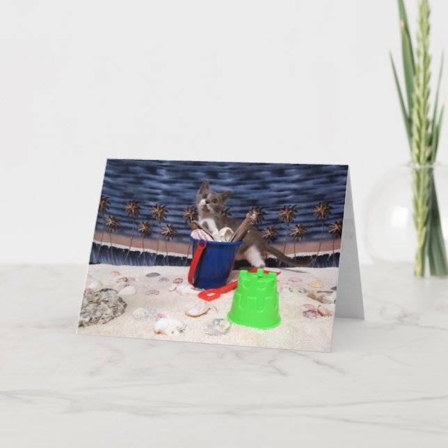 Carte de voeux Bob bébé plage (Devant)