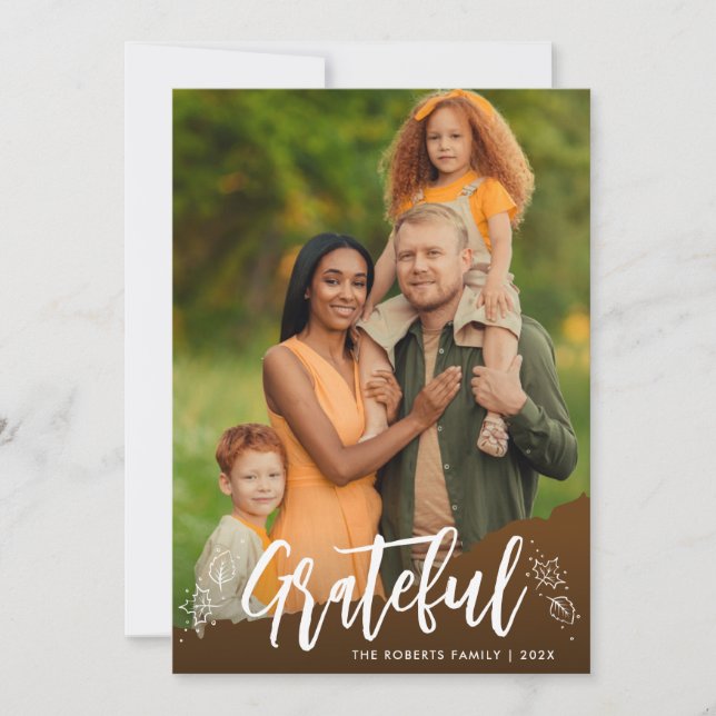 Carte de voeux bon thanksgiving de script GRATEFUL (Devant)