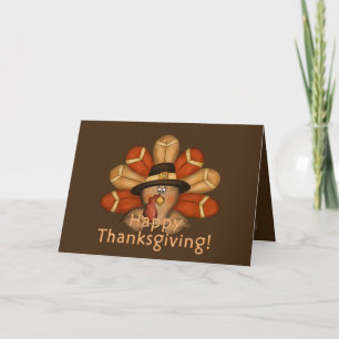 Carte de voeux bon thanksgiving dinde