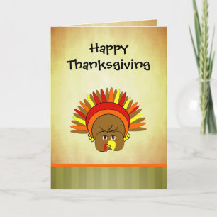 Carte de voeux Bon thanksgiving Turquie mignonne