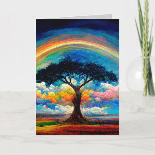 Carte de vœux Bonheur Arc-en-ciel Arbre de Vie