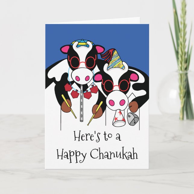 Carte de voeux "Bonne Chanukah et Bonne Année Moo" (Devant)