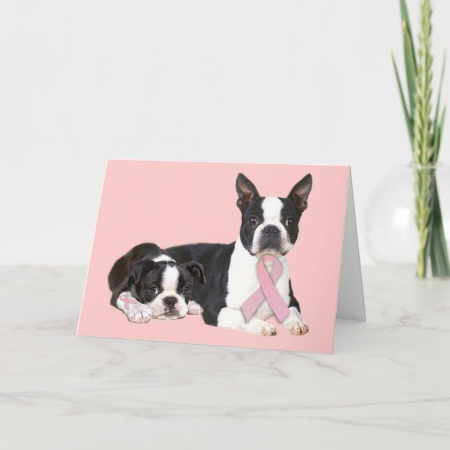 Carte de voeux Boston Terrier Breast Cancer (Devant)