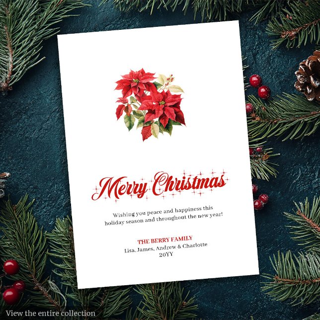 Carte de vœux botanique de fleurs de Noël classiqu (Classic Christmas Flowers Botanical Greeting Card

)