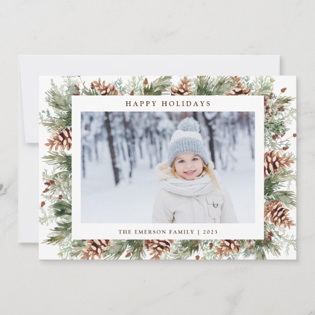 Carte de vœux botanique de Noël d'hiver (Devant)
