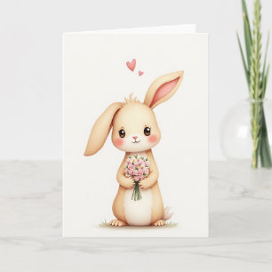 Carte de vœux Bouquet d'amour de lapin
