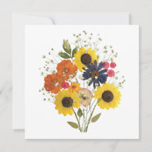 Carte de voeux Bouquet de tournesol en fleurs pres