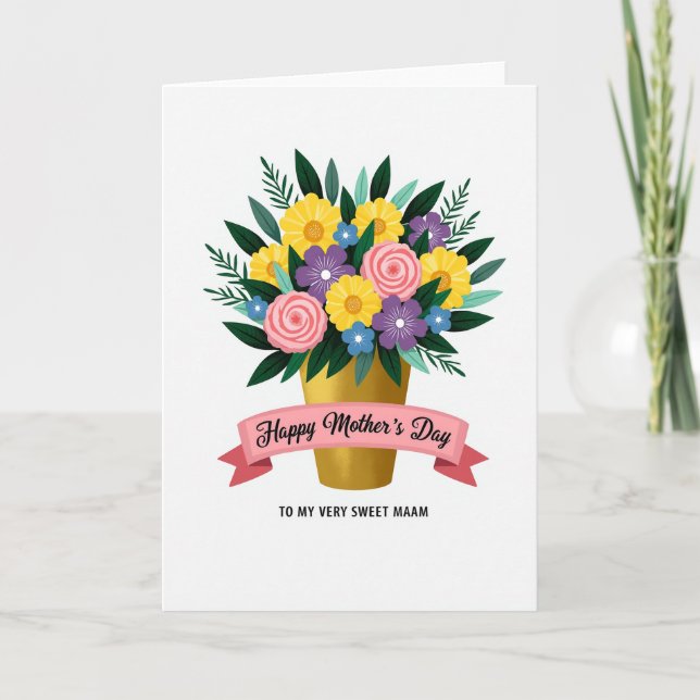 Carte de vœux Bouquet Doré (Devant)
