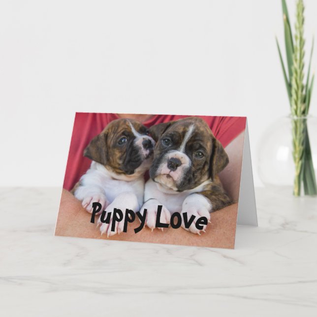 Carte de voeux Boxer Puppy Love (Devant)