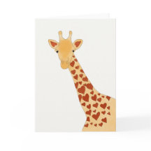 Carte de voeux (brillante) de girafe de coeur