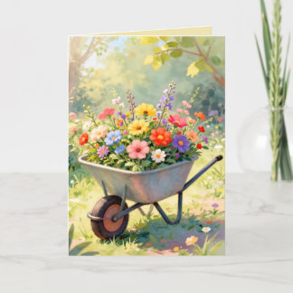 Carte de vœux Brouette de Fleurs