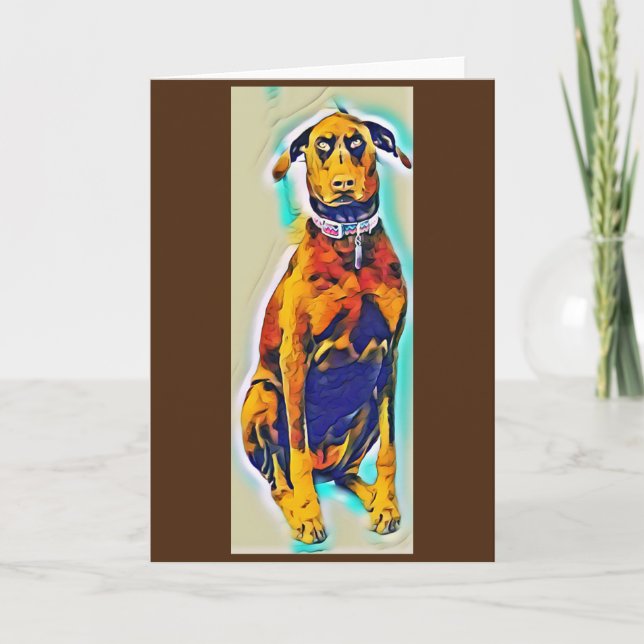 Carte de voeux Brown blanc Doberman (Devant)