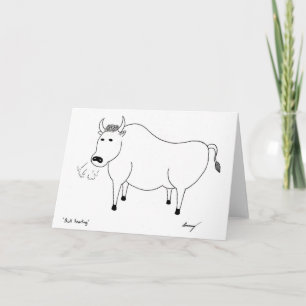 Carte de voeux Bull Folk Art
