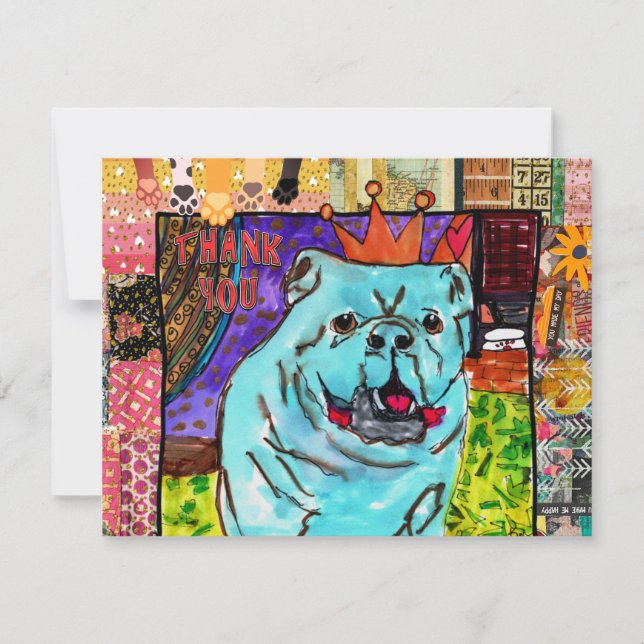 Carte de voeux Bulldog anglais mignonne et colorée (Devant)