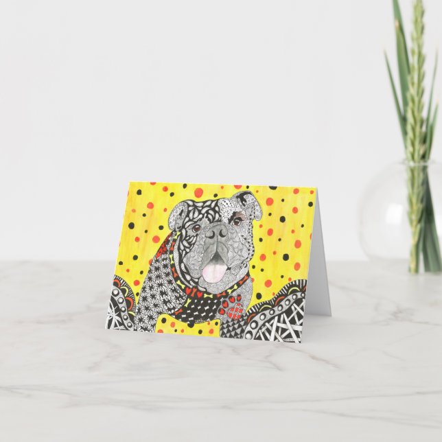 Carte de voeux Bulldog anglais mignonne et colorée (Devant)