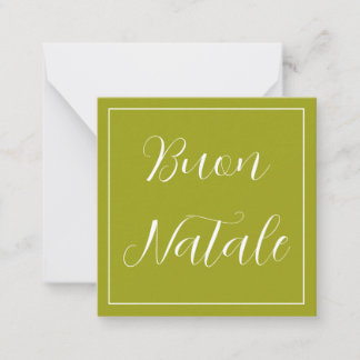 Carte de vœux Buon Natale verte avec blanc