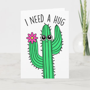 Carte de voeux Cactus 'I Need a Hug'