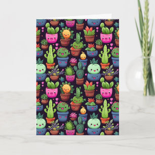 Carte de vœux Cactus Kawaii (vierge)