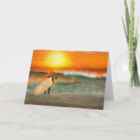 Carte de voeux California Surfer Girl Sunset Beach