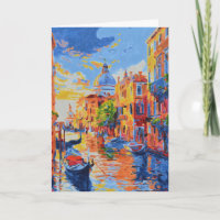 Carte de vœux Canal vénitien au coucher du soleil