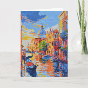 Carte de vœux Canal vénitien au coucher du soleil 