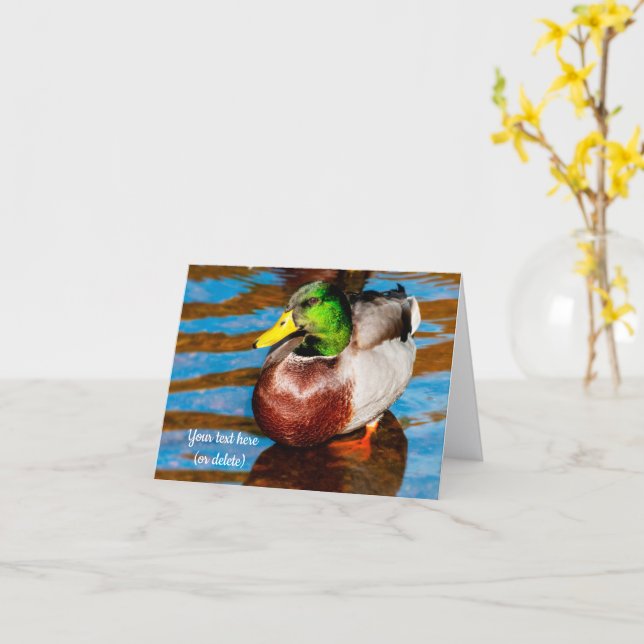 Carte de vœux Caneton colvert mignon (Fleur jaune)